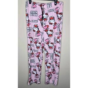 Hello Kitty Valentines Pajama Pants Flannel Velour Size Small